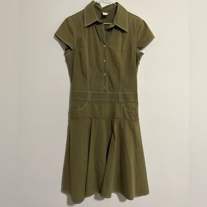 Acorn Midi button up green military dress, size 8